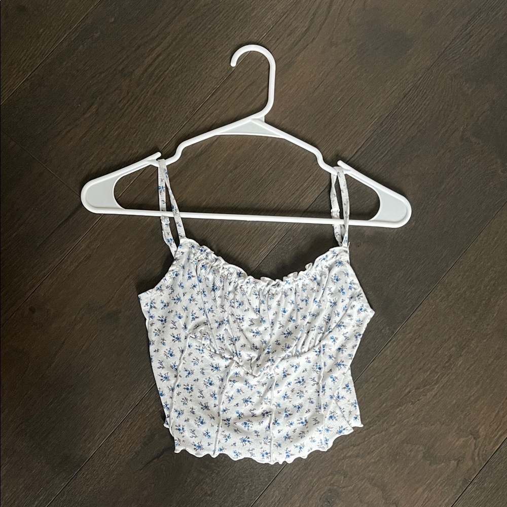 SHEIN Blue Floral Camisole Crop Top